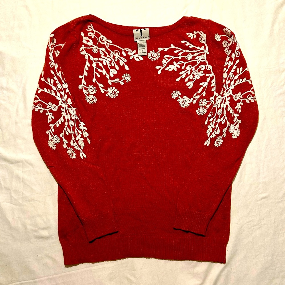 Floral embroidered sweater